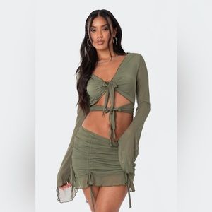 Edikted Indigo Skirt Top Set Green